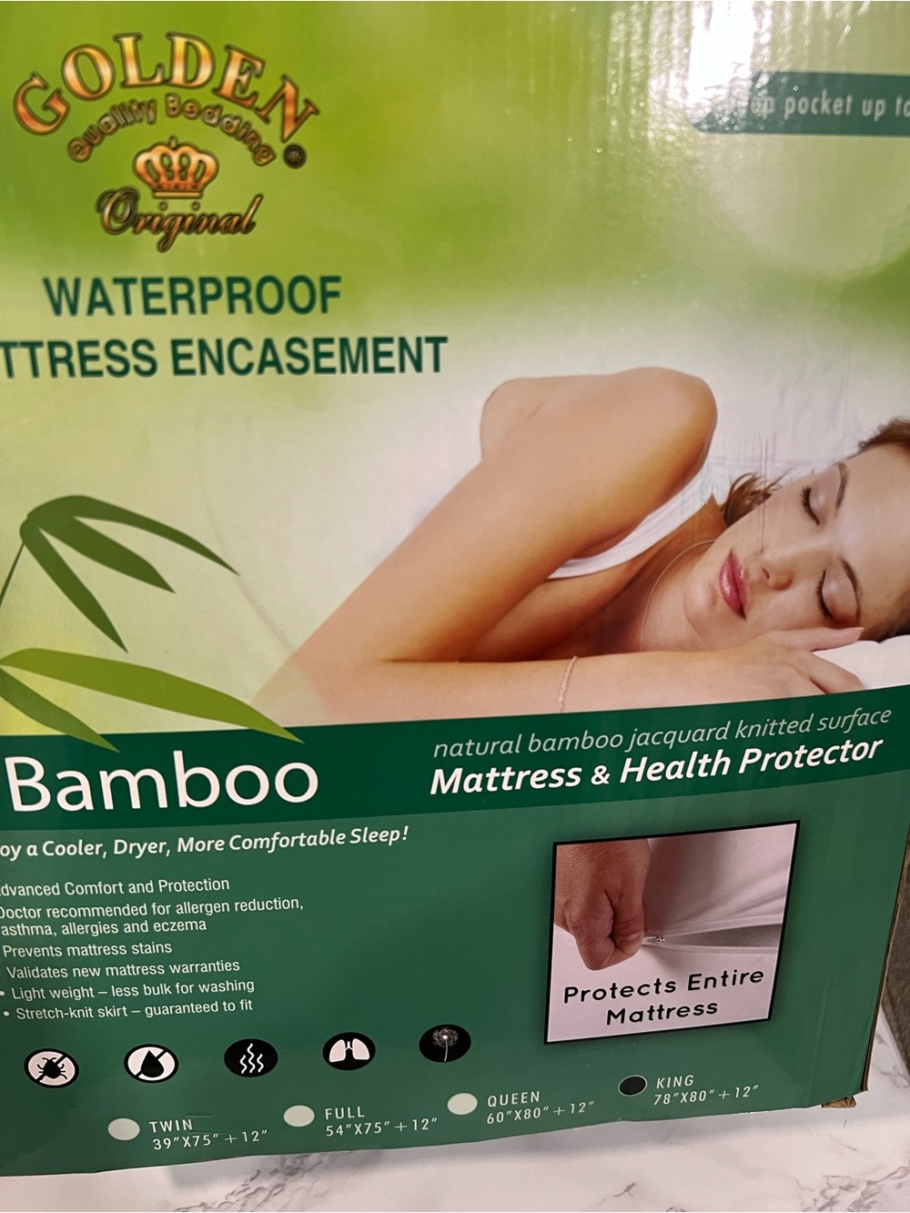 Golden Original Bamboo Waterproof Mattress Protector size /king